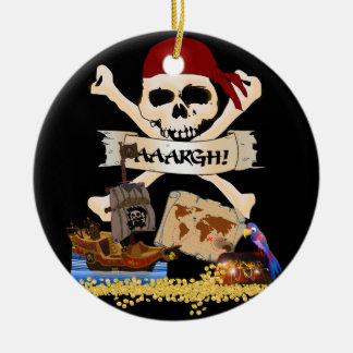 Piratenflagge, Piratenschiff & Piratenpost Keramikornament