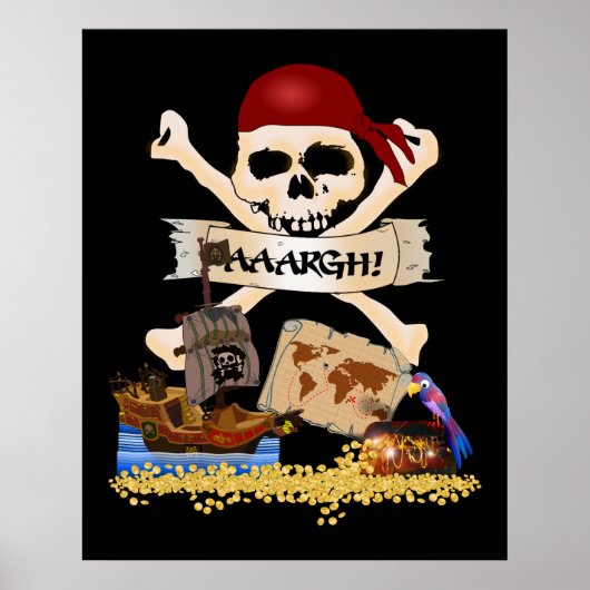 Piratenflagge, Piratenschiff & Piratenpost Poster (Vorne)