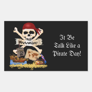 Piratenflagge, Piratenschiff & Piratenpost Rechteckiger Aufkleber