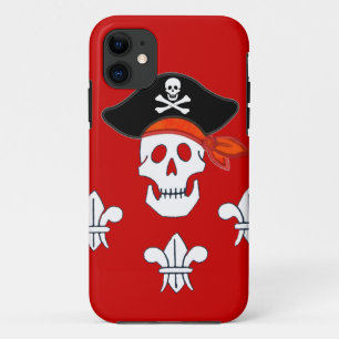 PIRATENFLAGGE, PIRATHAT UND DREI LILIEN iPhone 11 HÜLLE