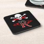 Piratenflagge R Monogramm Getränkeuntersetzer (Linke Seite)