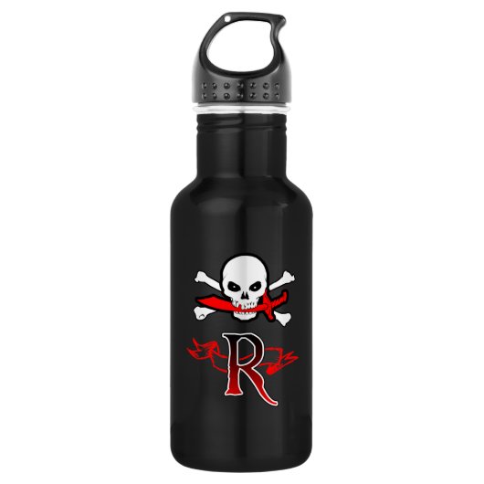 Piratenflagge R Monogramm Trinkflasche (Vorderseite)