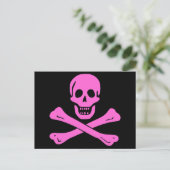 Piratenflagge Rosa Postkarte (Stehend Vorderseite)