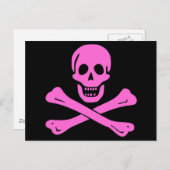 Piratenflagge Rosa Postkarte (Vorne/Hinten)