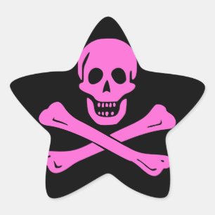 Piratenflagge Rosa Stern-Aufkleber