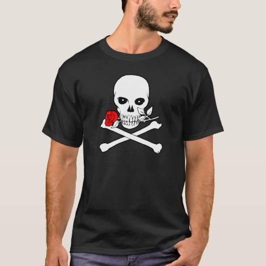 Piratenflagge (Rose)Dunkler T - Shirt (Vorderseite)