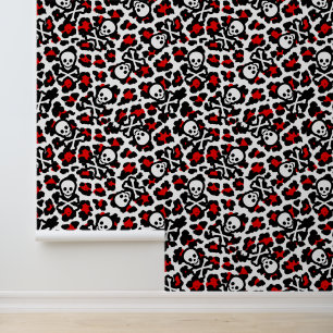 Piratenflagge Roter Punk Leopard Printpflug Tapete