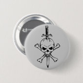 Piratenflagge-Schädel mit Messer Pinback Knopf Button (Vorne & Hinten)