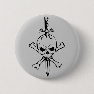 Piratenflagge-Schädel mit Messer Pinback Knopf Button