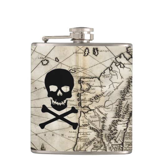 Piratenflagge-Schatz-Flasche Flachmann (Vorderseite)