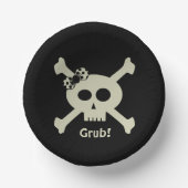 Piratenflagge - Schwarzer Papierkorb und Kreuzbein Pappteller (Vorderseite)