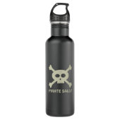Piratenflagge Skull & Crossbones Schwarzes Wasser  Edelstahlflasche (Vorderseite)