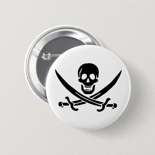 Piratenflagge Skull Crossed Schwerter Button (Vorne & Hinten)