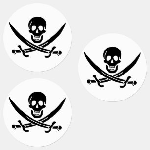 Piratenflagge Skull Crossed Schwerter Etiketten