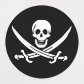 Piratenflagge Skull Crossed Schwerter Etiketten (Design 1)