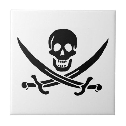 Piratenflagge Skull Crossed Schwerter Fliese (Vorderseite)