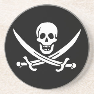 Piratenflagge Skull Crossed Schwerter Getränkeuntersetzer