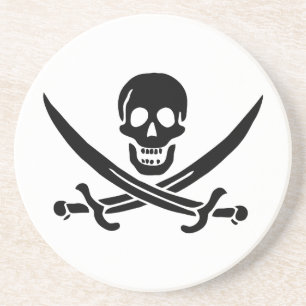 Piratenflagge Skull Crossed Schwerter Getränkeuntersetzer