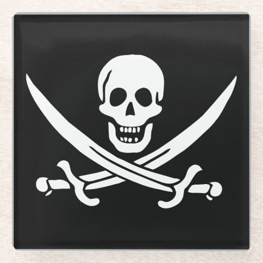 Piratenflagge Skull Crossed Schwerter Glasuntersetzer (Vorderseite)