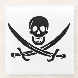 Piratenflagge Skull Crossed Schwerter Glasuntersetzer