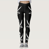 Piratenflagge Skull Crossed Schwerter Leggings (Vorderseite)