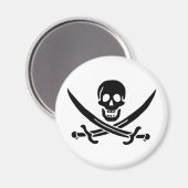 Piratenflagge Skull Crossed Schwerter Magnet (Vorderseite/Rückseite)