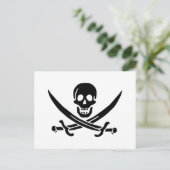 Piratenflagge Skull Crossed Schwerter Postkarte (Stehend Vorderseite)