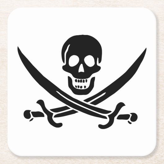 Piratenflagge Skull Crossed Schwerter Rechteckiger Pappuntersetzer (Vorderseite)