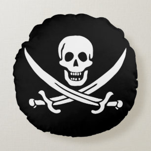 Piratenflagge Skull Crossed Schwerter Rundes Kissen