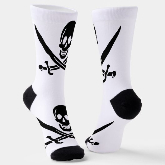 Piratenflagge Skull Crossed Schwerter Socken (Gewinkelt)