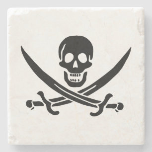 Piratenflagge Skull Crossed Schwerter Steinuntersetzer