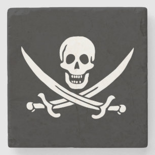 Piratenflagge Skull Crossed Schwerter Steinuntersetzer