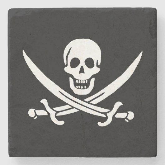 Piratenflagge Skull Crossed Schwerter Steinuntersetzer (Vorderseite)