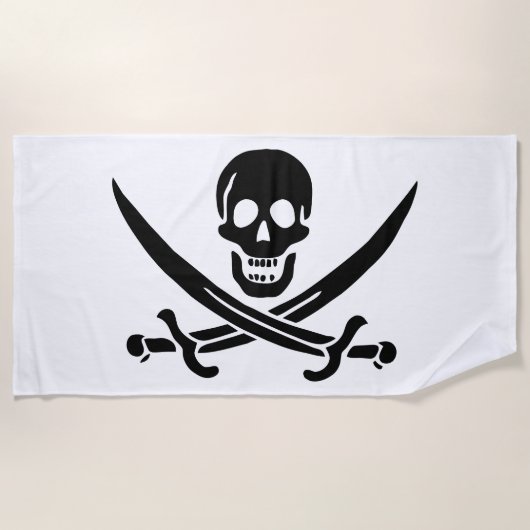Piratenflagge Skull Crossed Schwerter Strandtuch (Vorderseite)