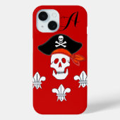PIRATENFLAGGE-SKULL, PIRATHAT, DREI LILIES-MONOGRA Case-Mate iPhone HÜLLE (Rückseite)