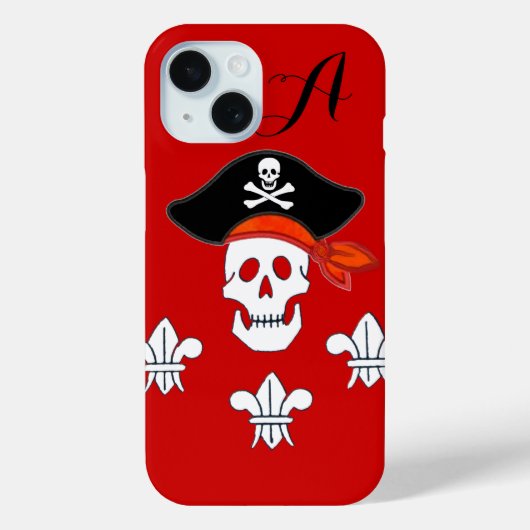 PIRATENFLAGGE-SKULL, PIRATHAT, DREI LILIES-MONOGRA Case-Mate iPhone HÜLLE (Rückseite)