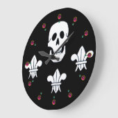 PIRATENFLAGGE SKULL UND DREI LIES FLAG, Amethyst Große Wanduhr (Winkel)