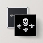 PIRATENFLAGGE SKULL UND DREI LILIES FLAG BUTTON (Vorne & Hinten)