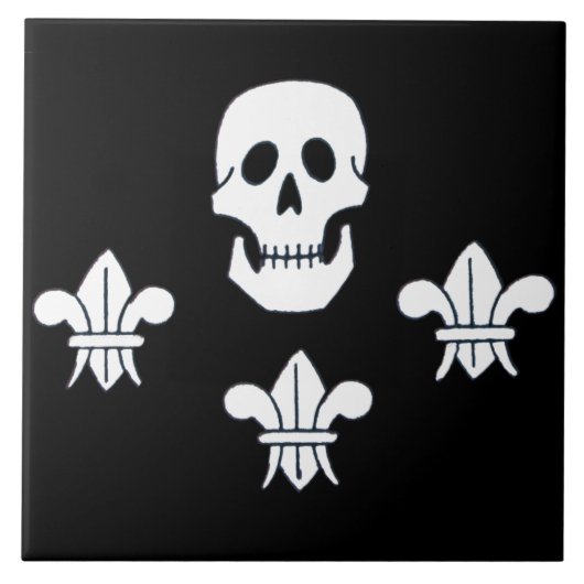 PIRATENFLAGGE SKULL UND DREI LILIES FLAG FLIESE (Vorderseite)