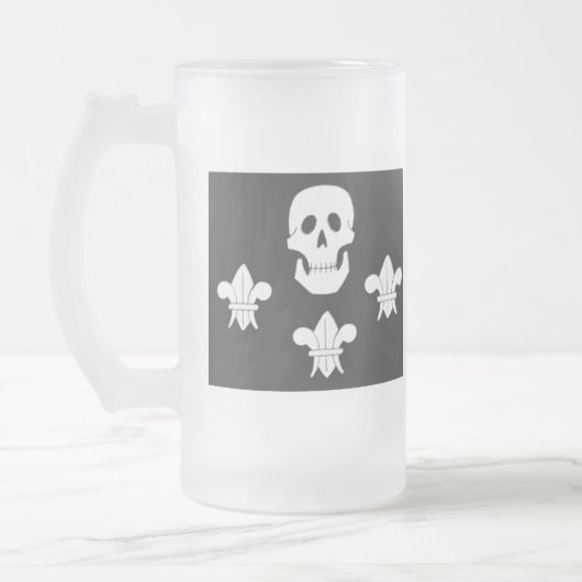 PIRATENFLAGGE SKULL UND DREI LILIES FLAG MATTGLAS BIERGLAS (Links)
