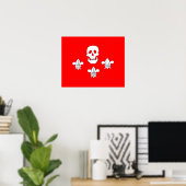 PIRATENFLAGGE SKULL UND DREI LILIES FLAG POSTER (Heimbüro)