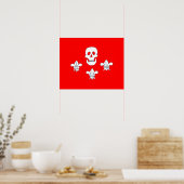 PIRATENFLAGGE SKULL UND DREI LILIES FLAG POSTER (Küche)