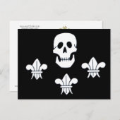 PIRATENFLAGGE SKULL UND DREI LILIES FLAG POSTKARTE (Vorne/Hinten)