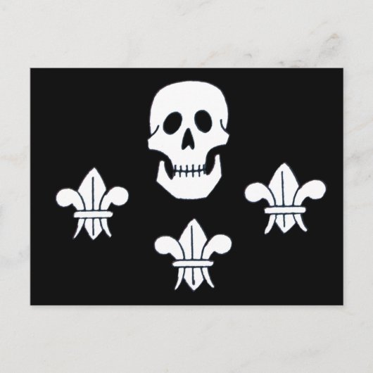 PIRATENFLAGGE SKULL UND DREI LILIES FLAG POSTKARTE (Vorderseite)