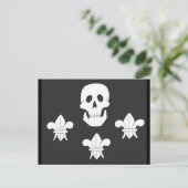 PIRATENFLAGGE SKULL UND DREI LILIES FLAG POSTKARTE (Stehend Vorderseite)