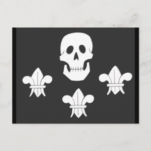 PIRATENFLAGGE SKULL UND DREI LILIES FLAG POSTKARTE (Vorderseite)