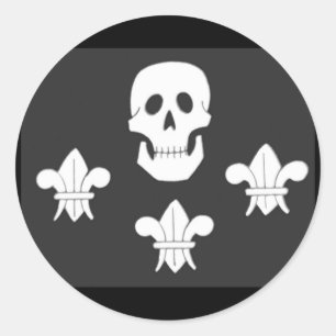 PIRATENFLAGGE SKULL UND DREI LILIES FLAG RUNDER AUFKLEBER