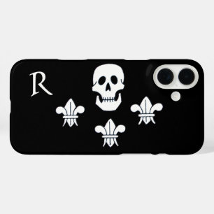 PIRATENFLAGGE SKULL UND DREI LILIES FLAGMONOGRAM iPhone 16 PLUS HÜLLE