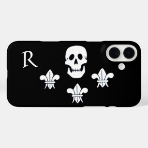 PIRATENFLAGGE SKULL UND DREI LILIES FLAGMONOGRAM iPhone 16 PLUS HÜLLE