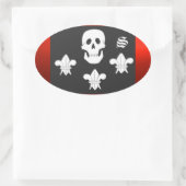 PIRATENFLAGGE SKULL UND DREI LILIES FLAGMONOGRAM OVALER AUFKLEBER (Tasche)
